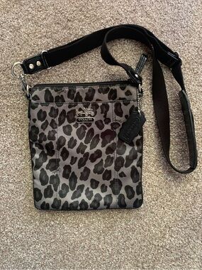Coach Black Leather Patch Crossbody with Plum Lining